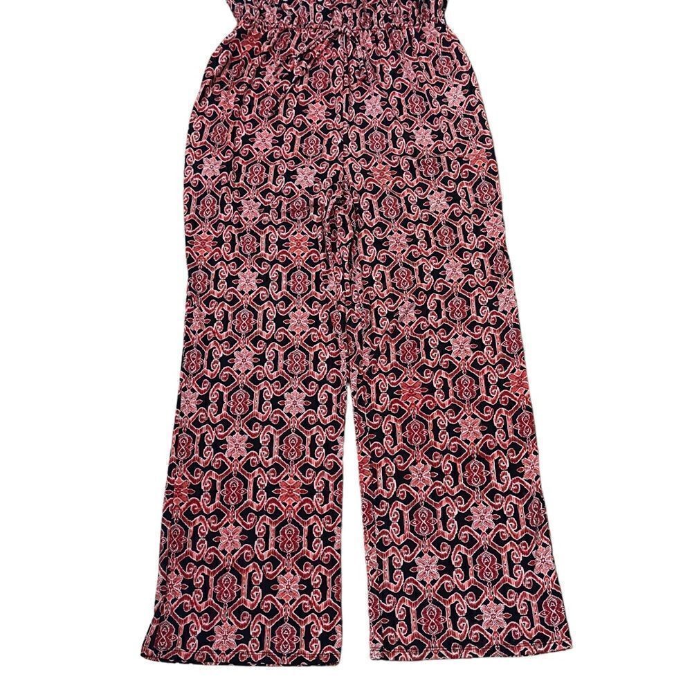 ENFOCUS Studio Red Black Print Sleeveless Jumpsuit Size 10 - Picture 7 of 16